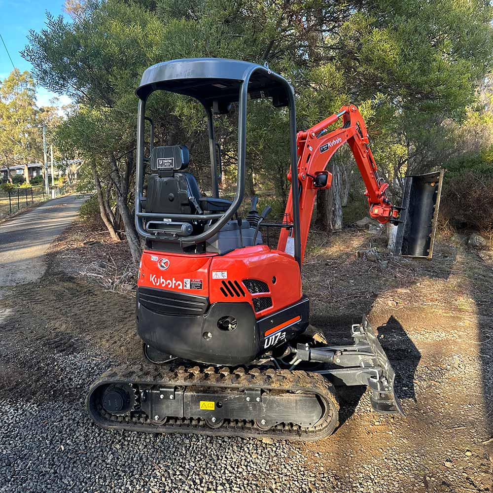 Mini excavator for hire in Kingston and surrounds, Tasmania