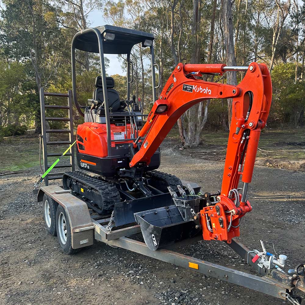 Mini excavator for hire in Kingston and surrounds, Tasmania